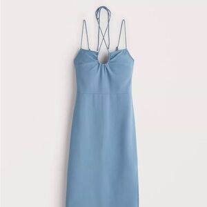 NWT Strappy Blue Midi Halterneck Abercrombie Dress